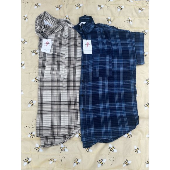 NWT The Nines by Hatch Maternity Pregnancy Bundle Plaid Short sleeve shirts Sz M - Picture 6 of 12